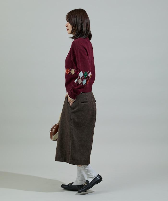 拼色迷你菱格針織POLO衫