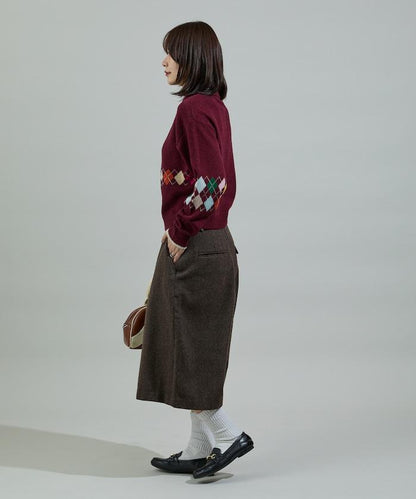 拼色迷你菱格針織POLO衫