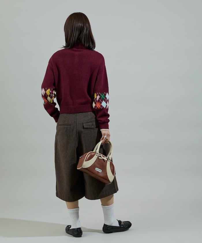 拼色迷你菱格針織POLO衫