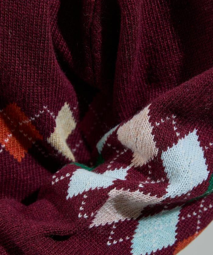 拼色迷你菱格針織POLO衫