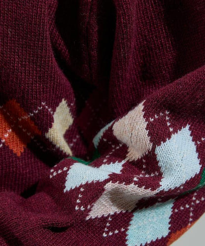 拼色迷你菱格針織POLO衫