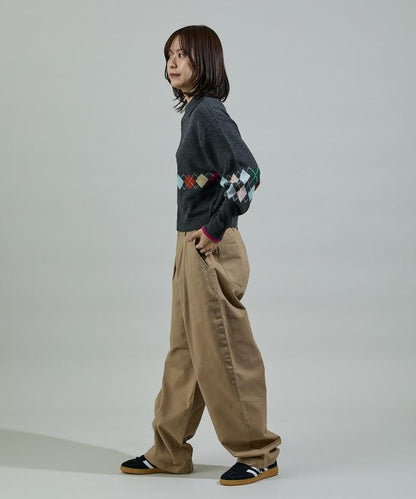 拼色迷你菱格針織POLO衫