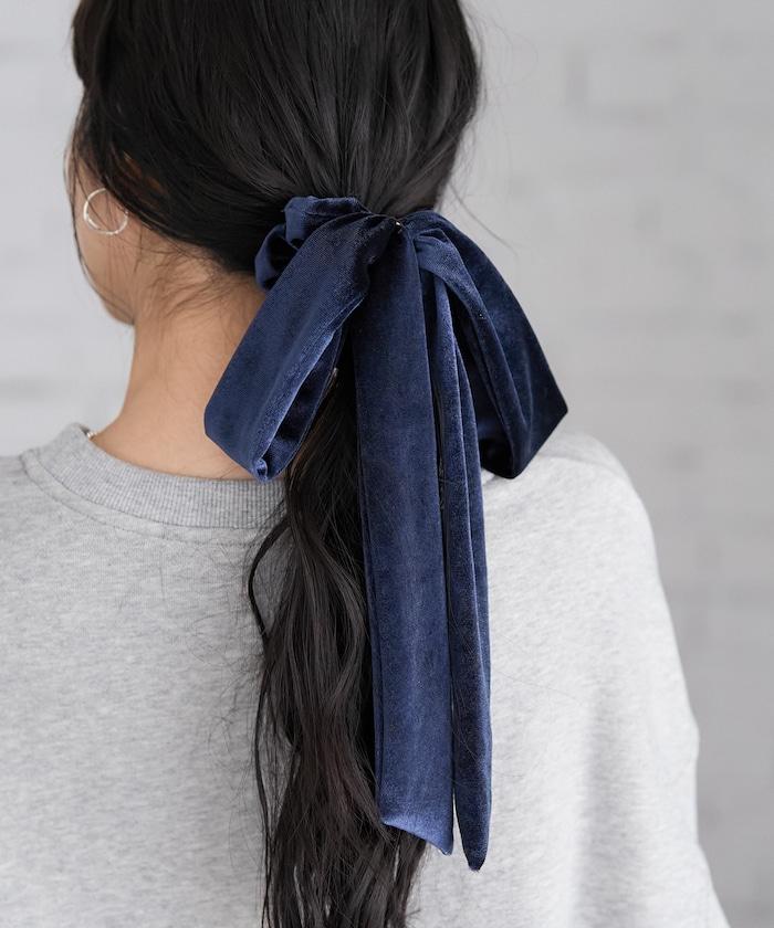 天鵝絨蝴蝶結髮圈