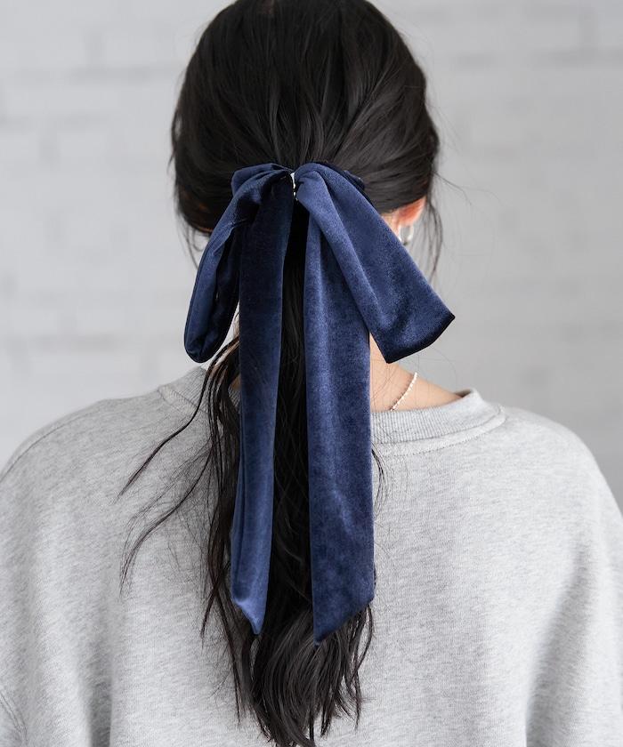 天鵝絨蝴蝶結髮圈