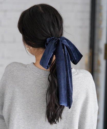 天鵝絨蝴蝶結髮圈