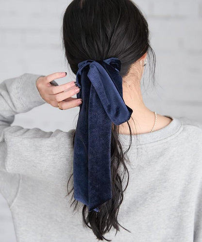 天鵝絨蝴蝶結髮圈