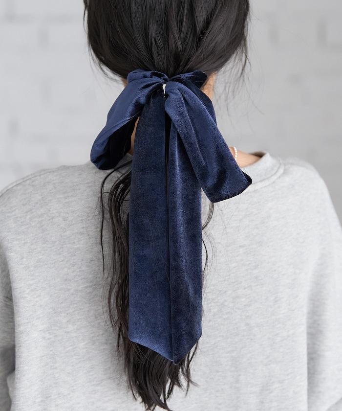 天鵝絨蝴蝶結髮圈