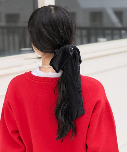 天鵝絨蝴蝶結髮圈