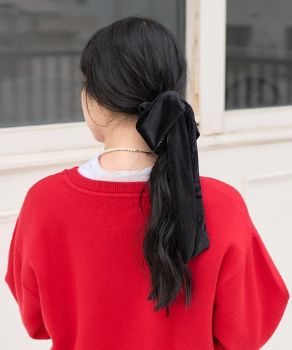 天鵝絨蝴蝶結髮圈