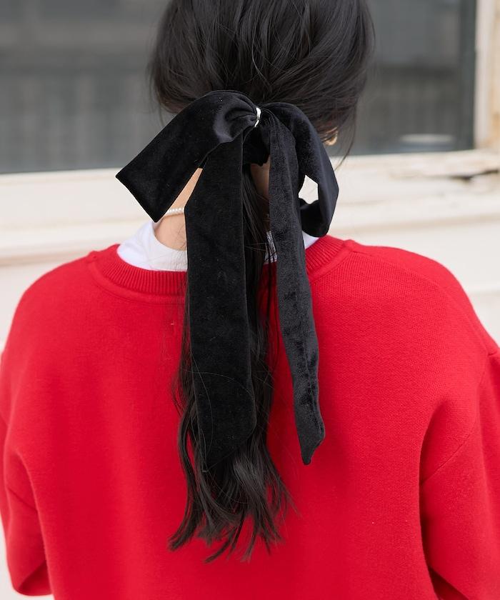 天鵝絨蝴蝶結髮圈