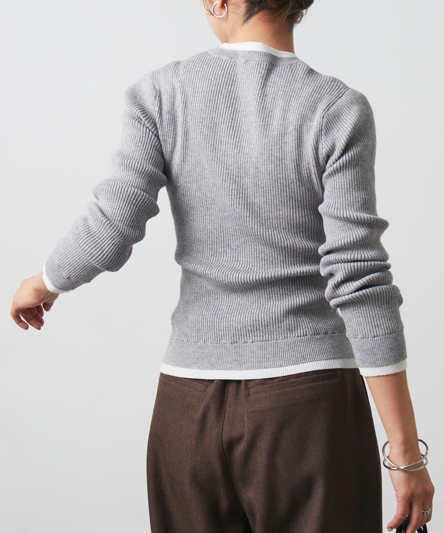 層疊亨利領羅紋針織衫