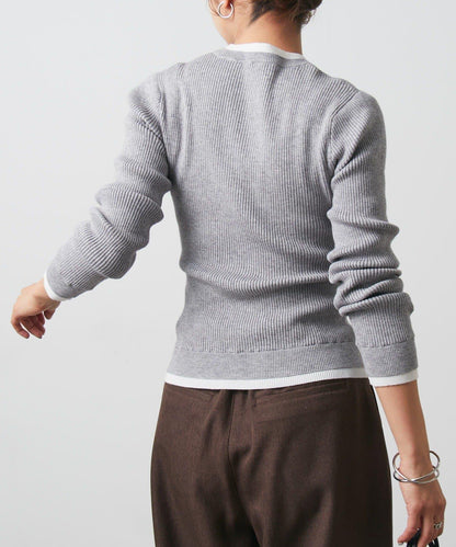 層疊亨利領羅紋針織衫