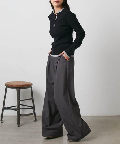 層疊亨利領羅紋針織衫