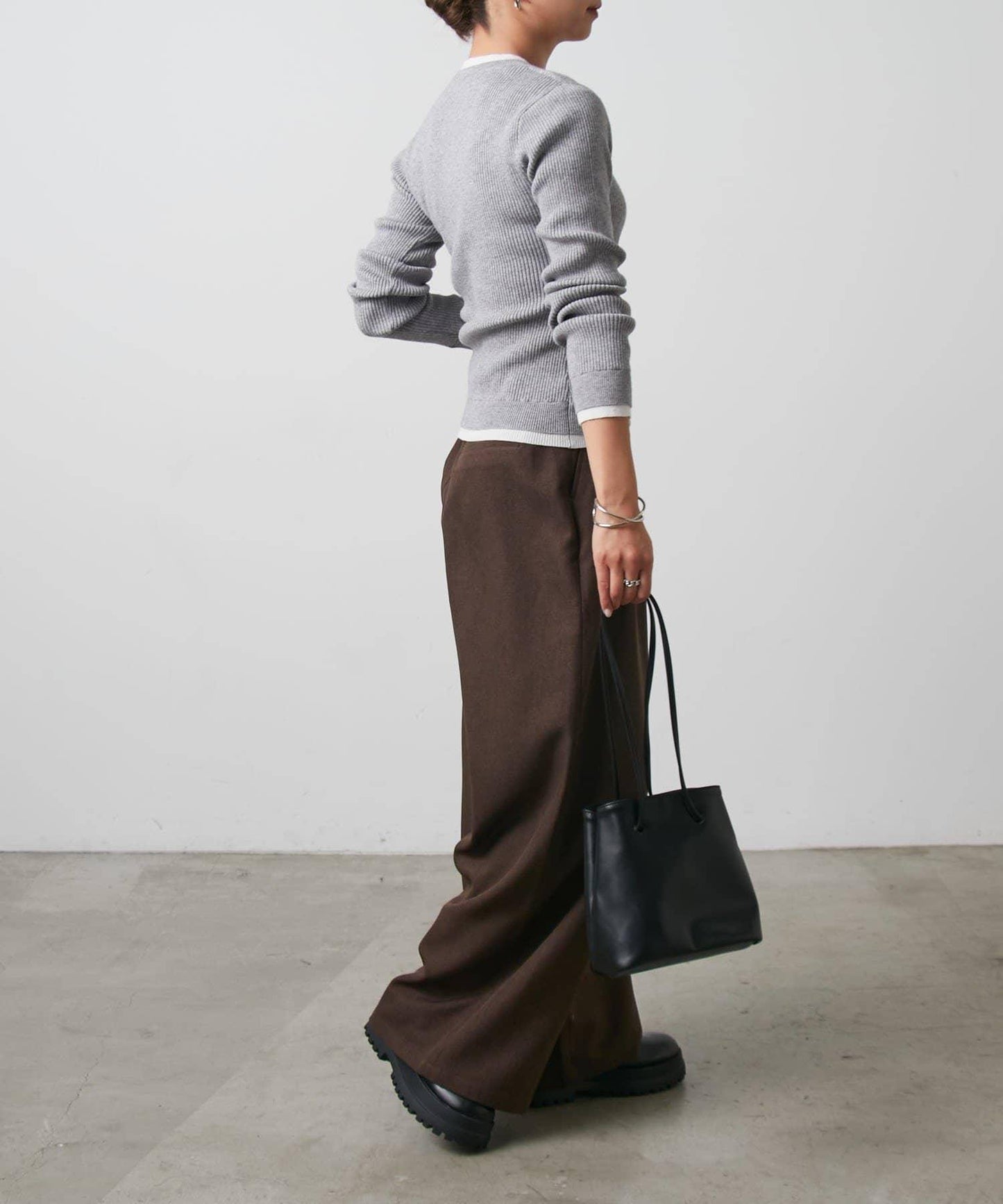 層疊亨利領羅紋針織衫