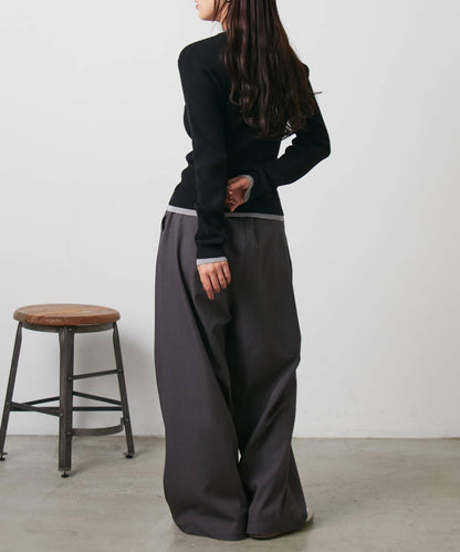 層疊亨利領羅紋針織衫