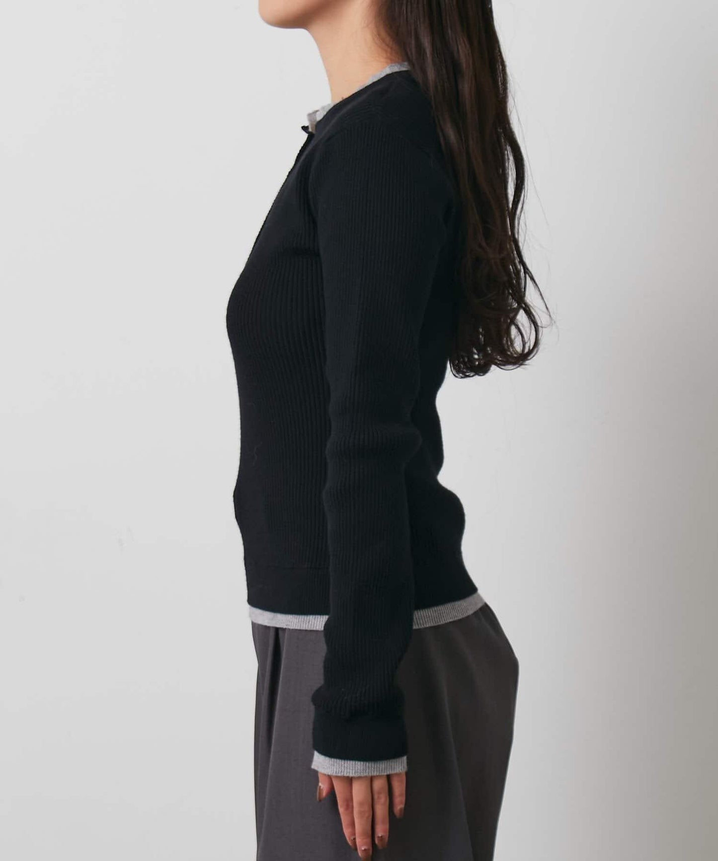 層疊亨利領羅紋針織衫