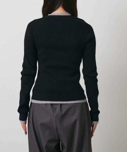 層疊亨利領羅紋針織衫