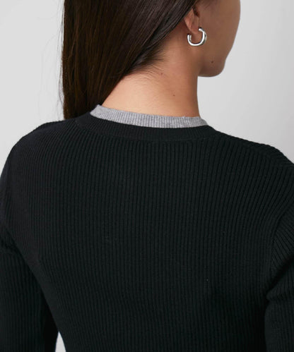 層疊亨利領羅紋針織衫