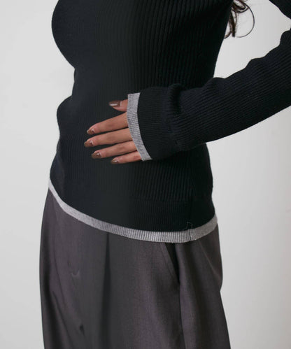 層疊亨利領羅紋針織衫