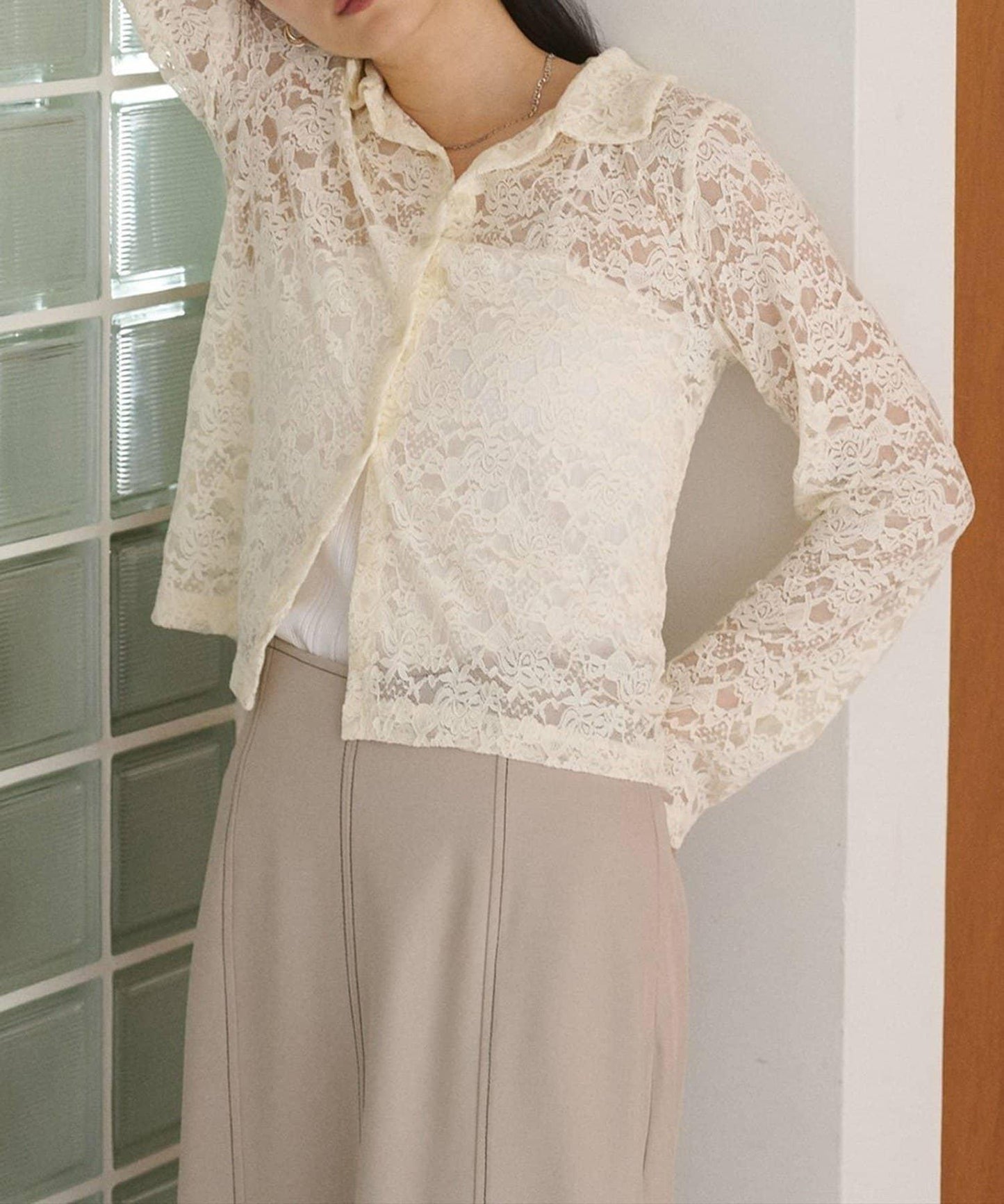 【natural couture】帶領蕾絲開衫