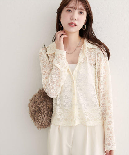 【natural couture】帶領蕾絲開衫