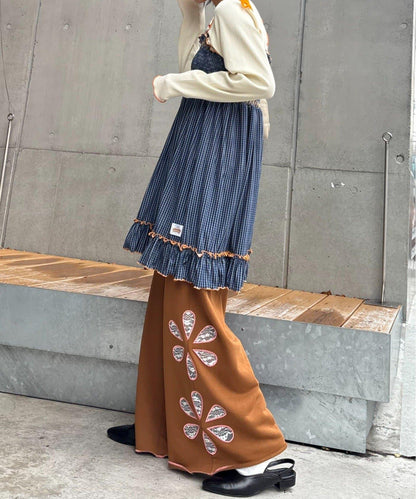 ★【HELLO.SANFRANCISCO/ハローサンフランシスコ】格紋天鵝絨抽褶長款上衣