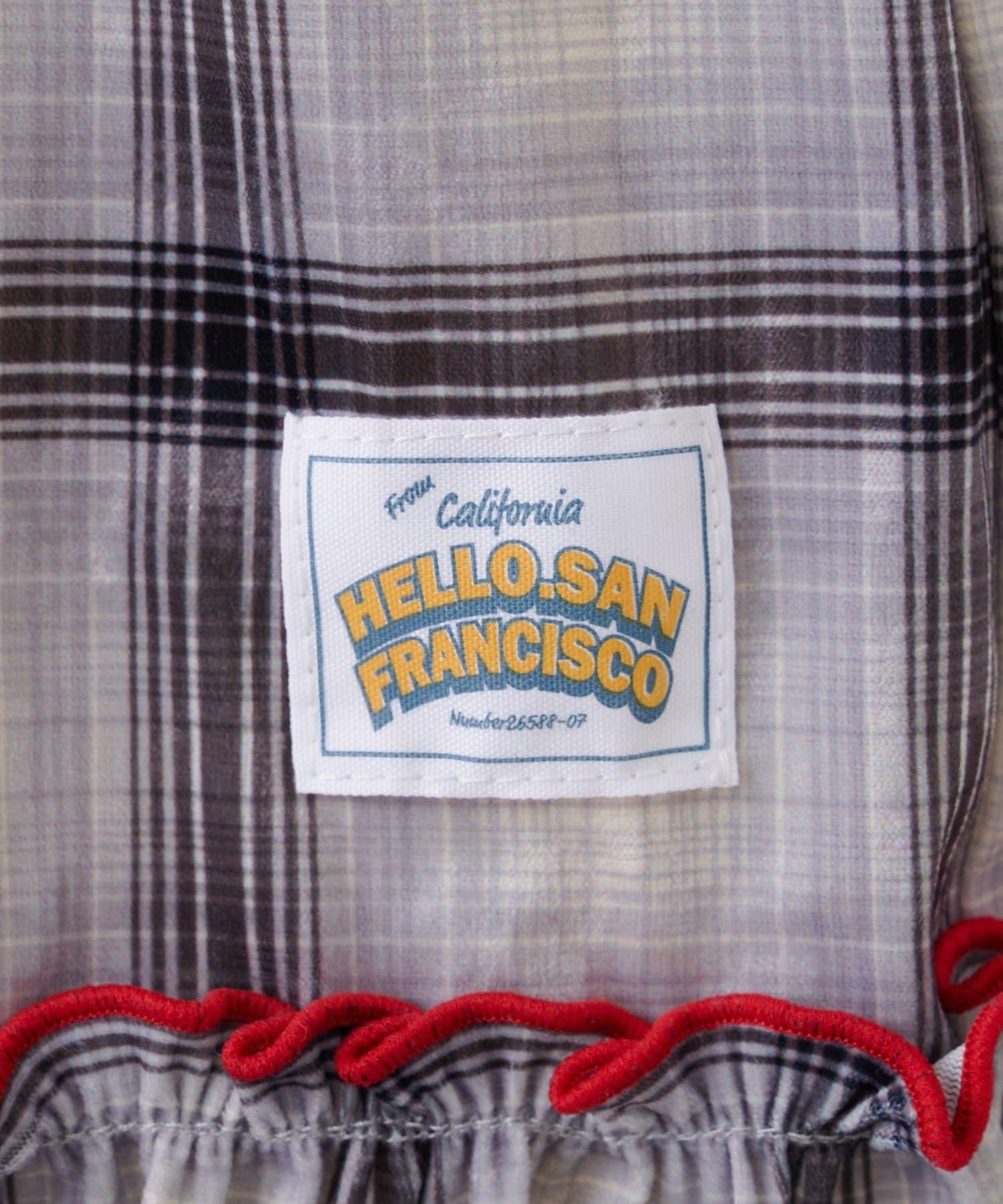 ★【HELLO.SANFRANCISCO/ハローサンフランシスコ】格紋天鵝絨抽褶長款上衣