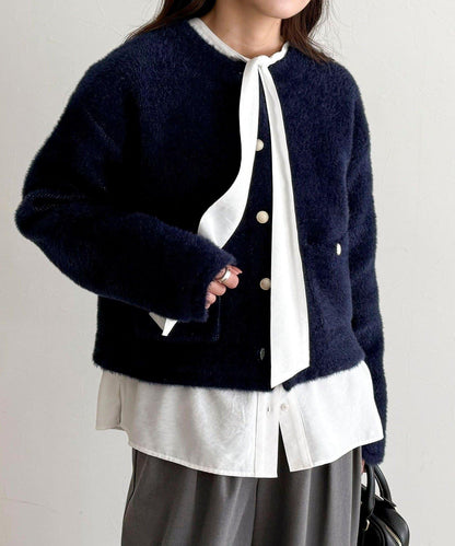 蝴蝶結領褶皺襯衫