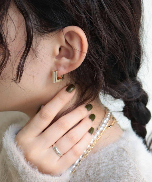 方形一鍵式耳環