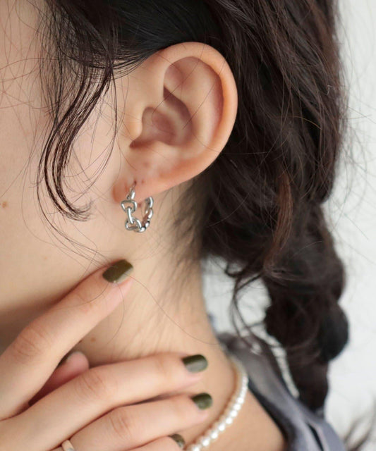 釦環造型圓環耳環