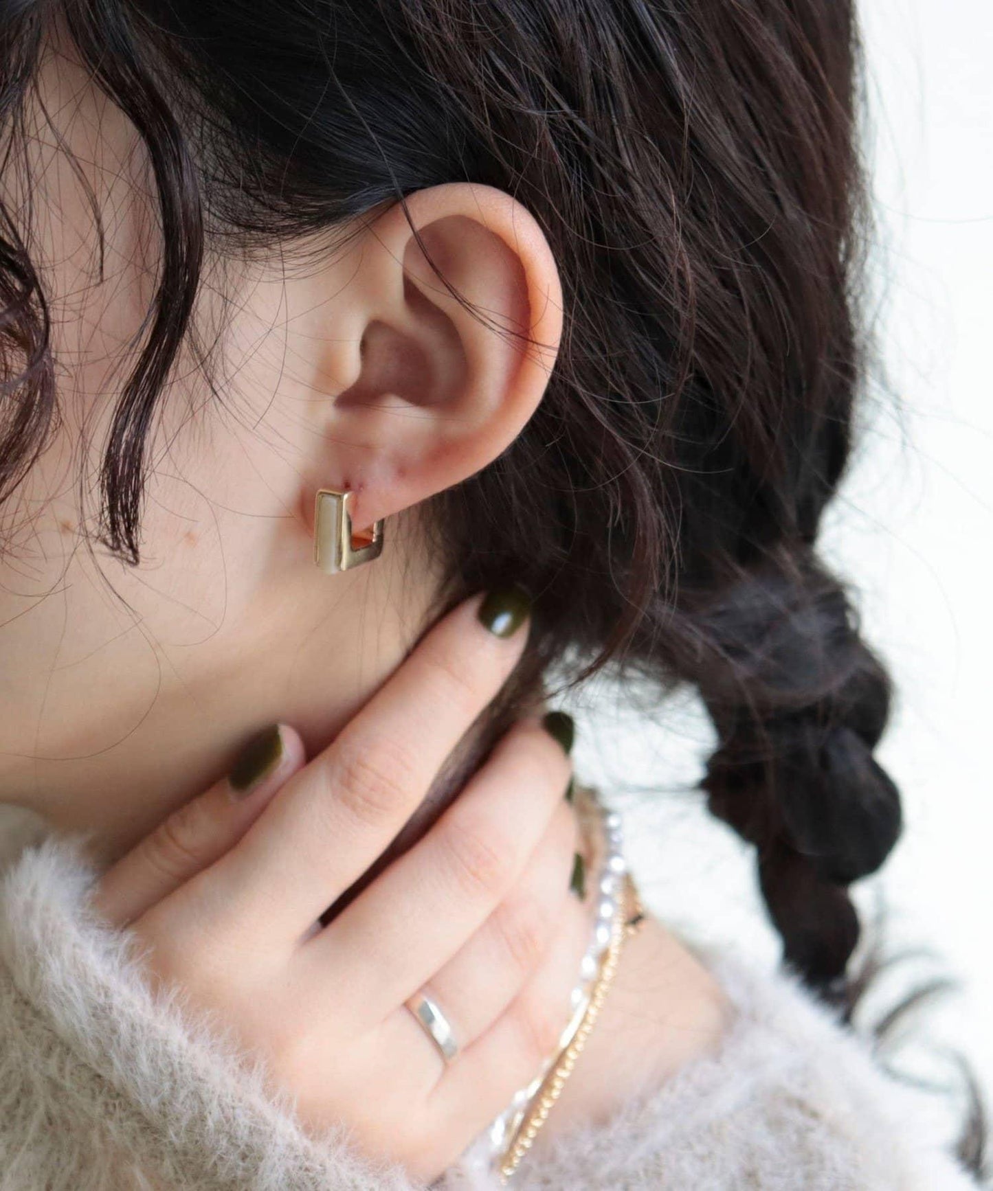 方形一鍵式耳環