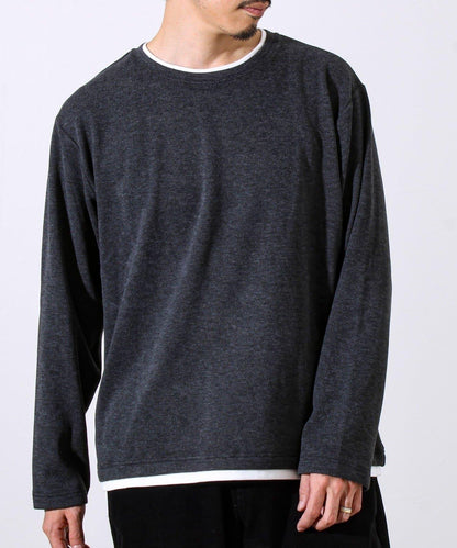 【彈力面料】拉絨假兩件套頭衫