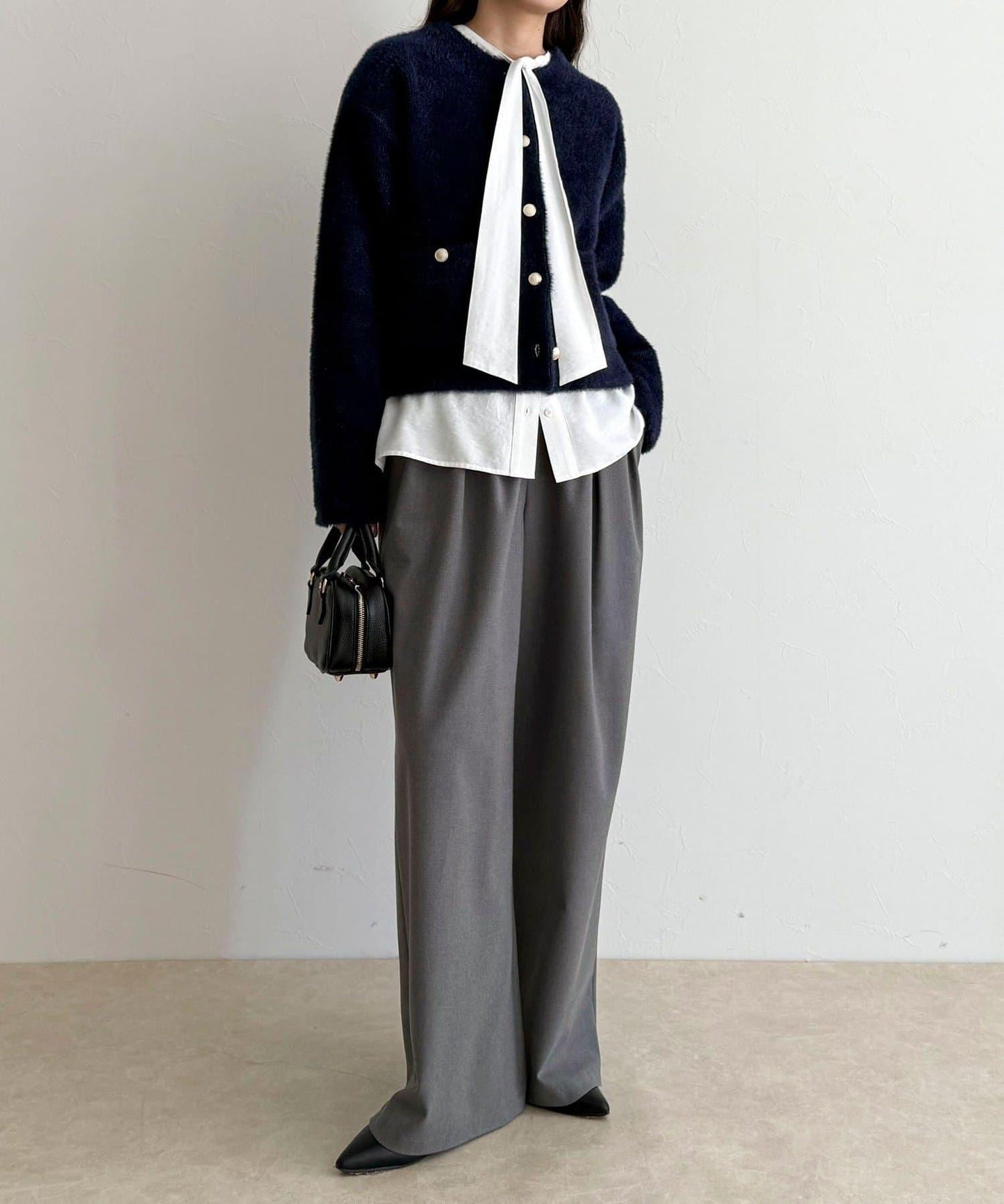 長毛內裡拼色夾克開衫