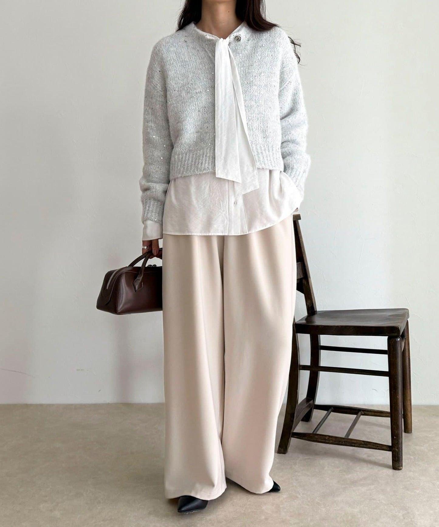 蝴蝶結領褶皺襯衫