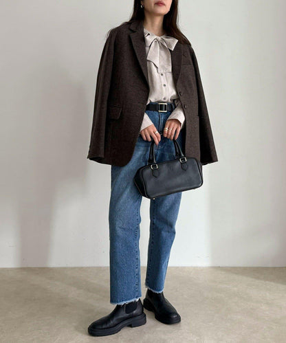 蝴蝶結領褶皺襯衫