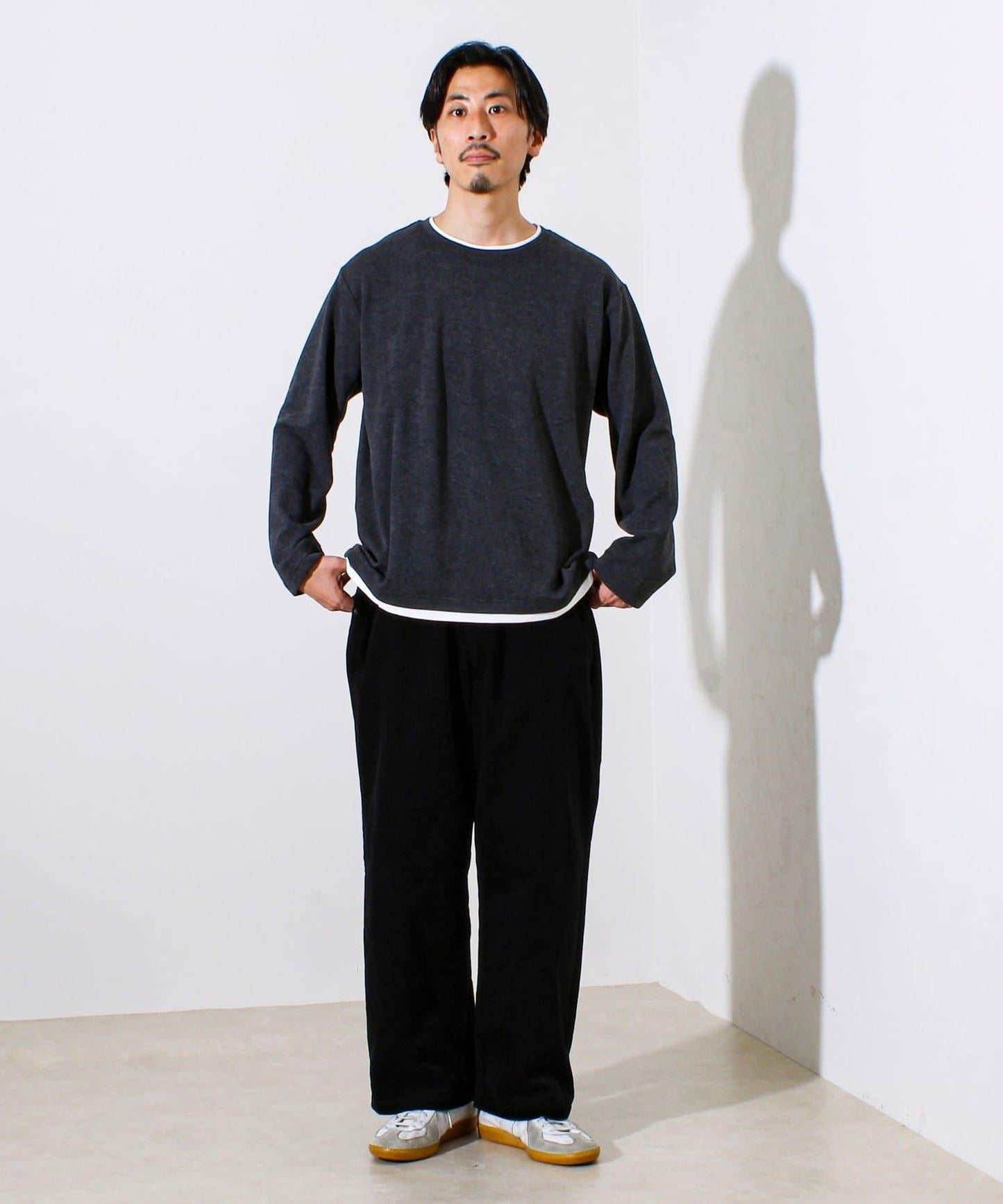 【彈力面料】拉絨假兩件套頭衫