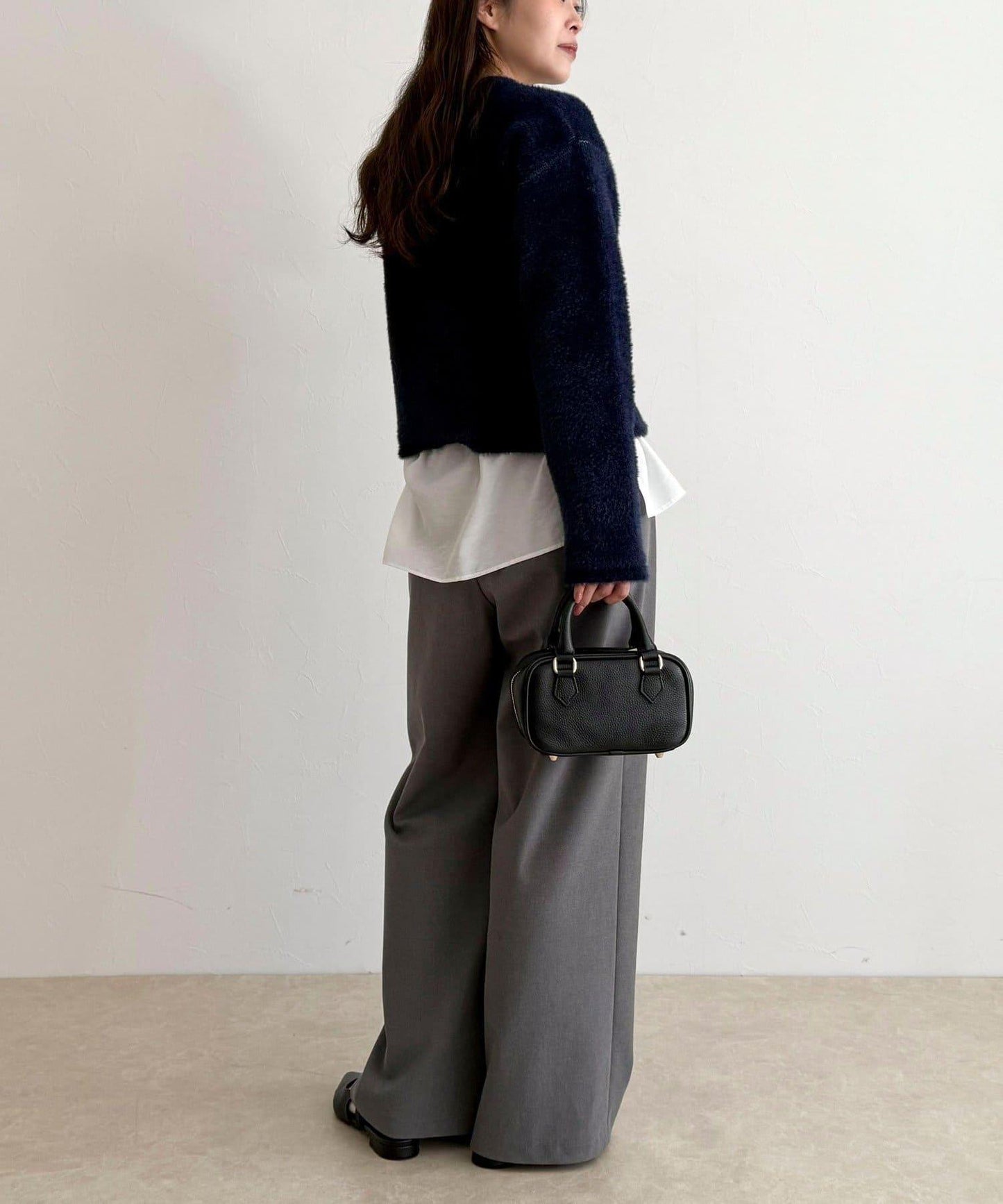 長毛內裡拼色夾克開衫