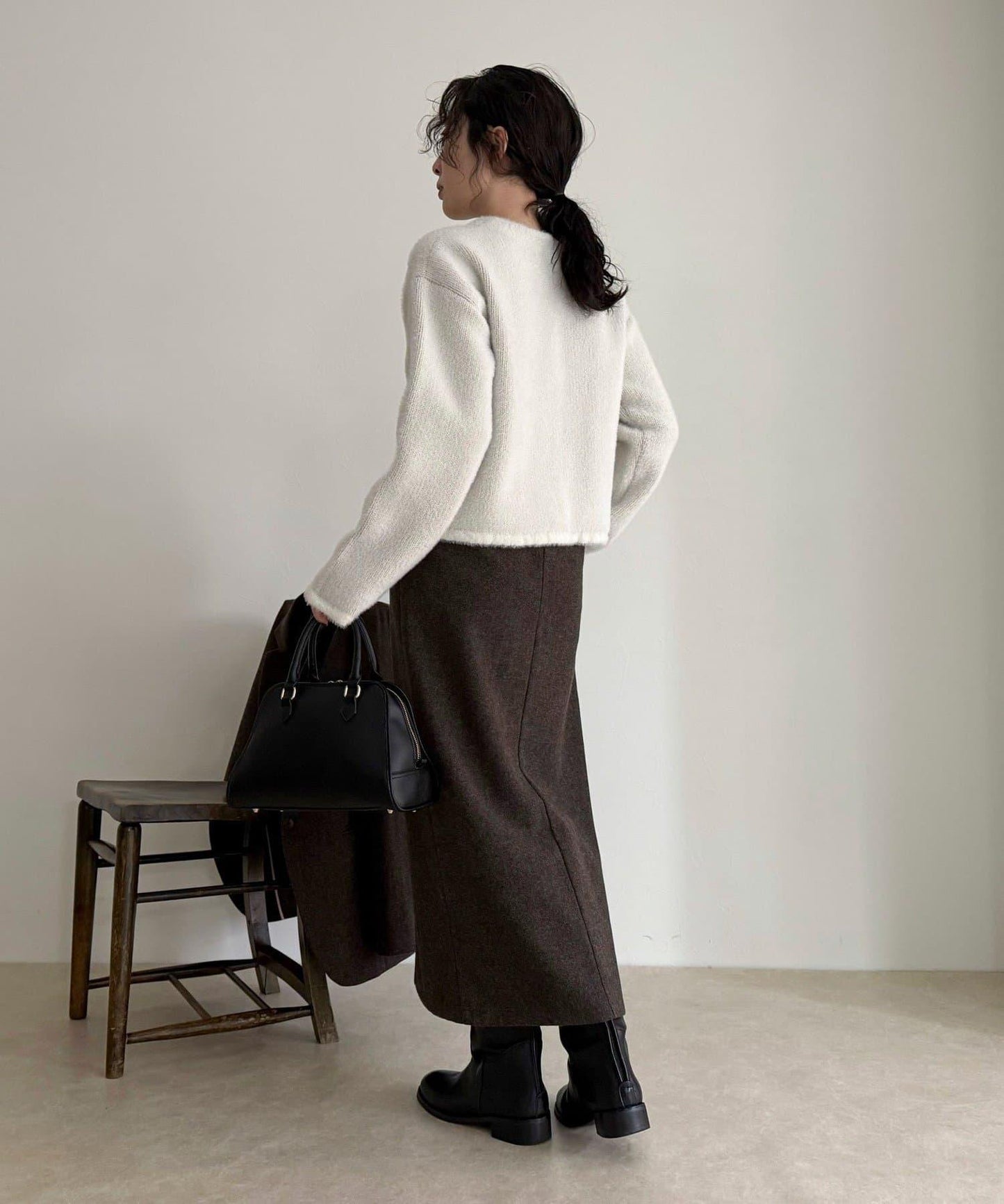 長毛內裡拼色夾克開衫