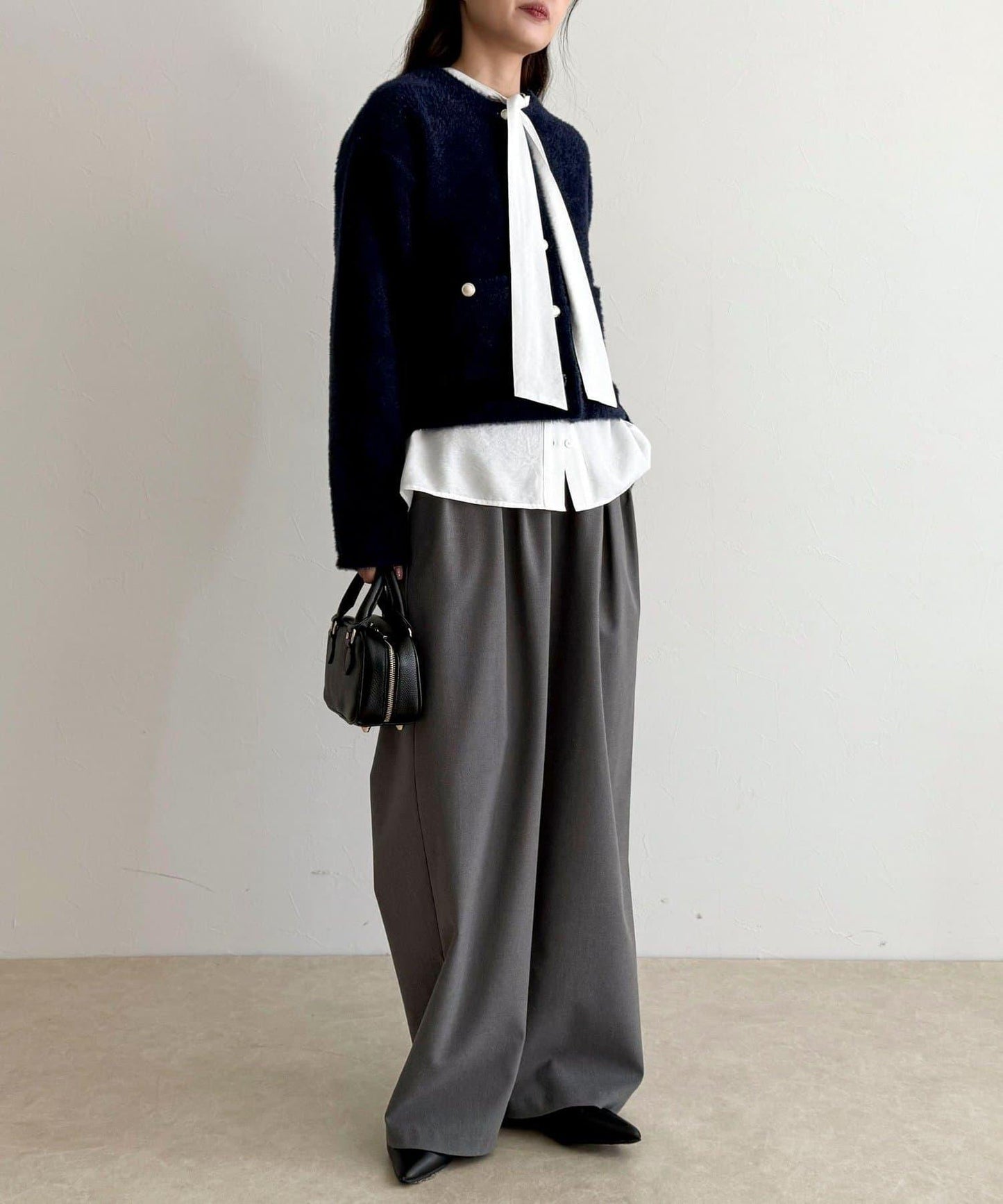 長毛內裡拼色夾克開衫