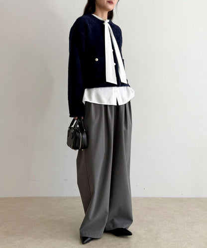 長毛內裡拼色夾克開衫