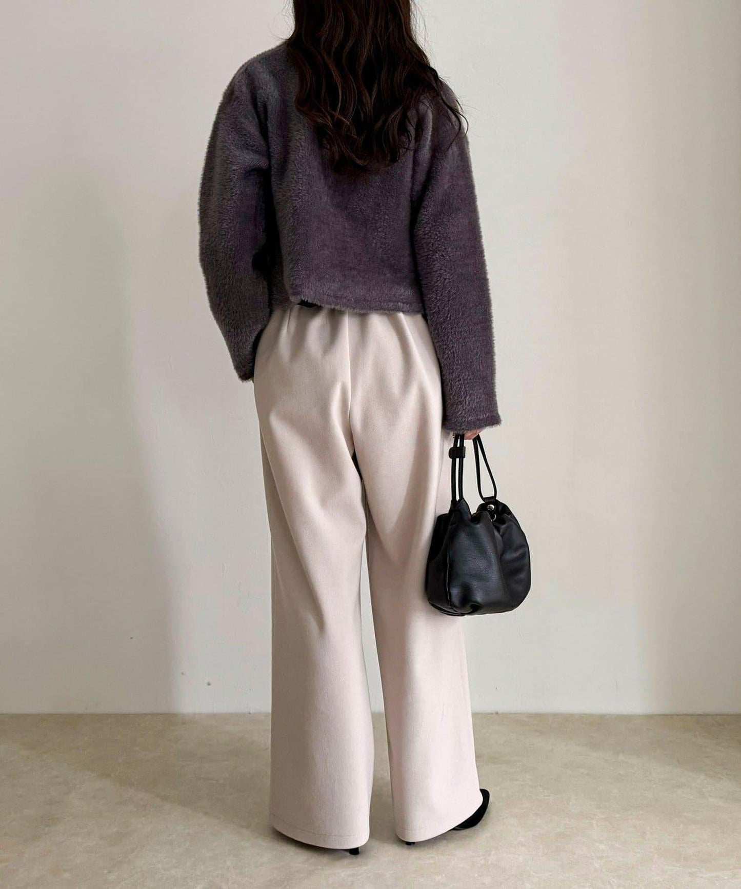 長毛內裡拼色夾克開衫