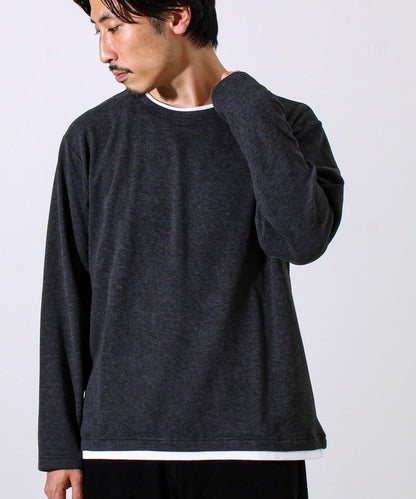 【彈力面料】拉絨假兩件套頭衫