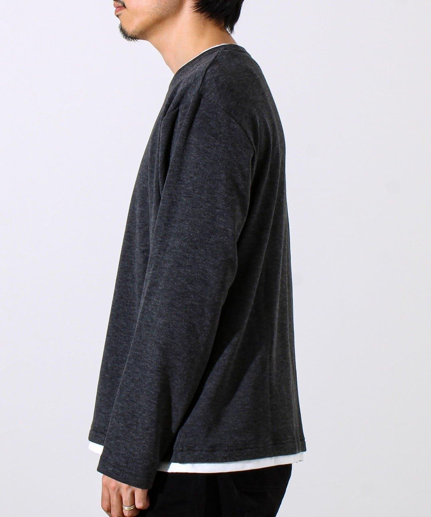 【彈力面料】拉絨假兩件套頭衫