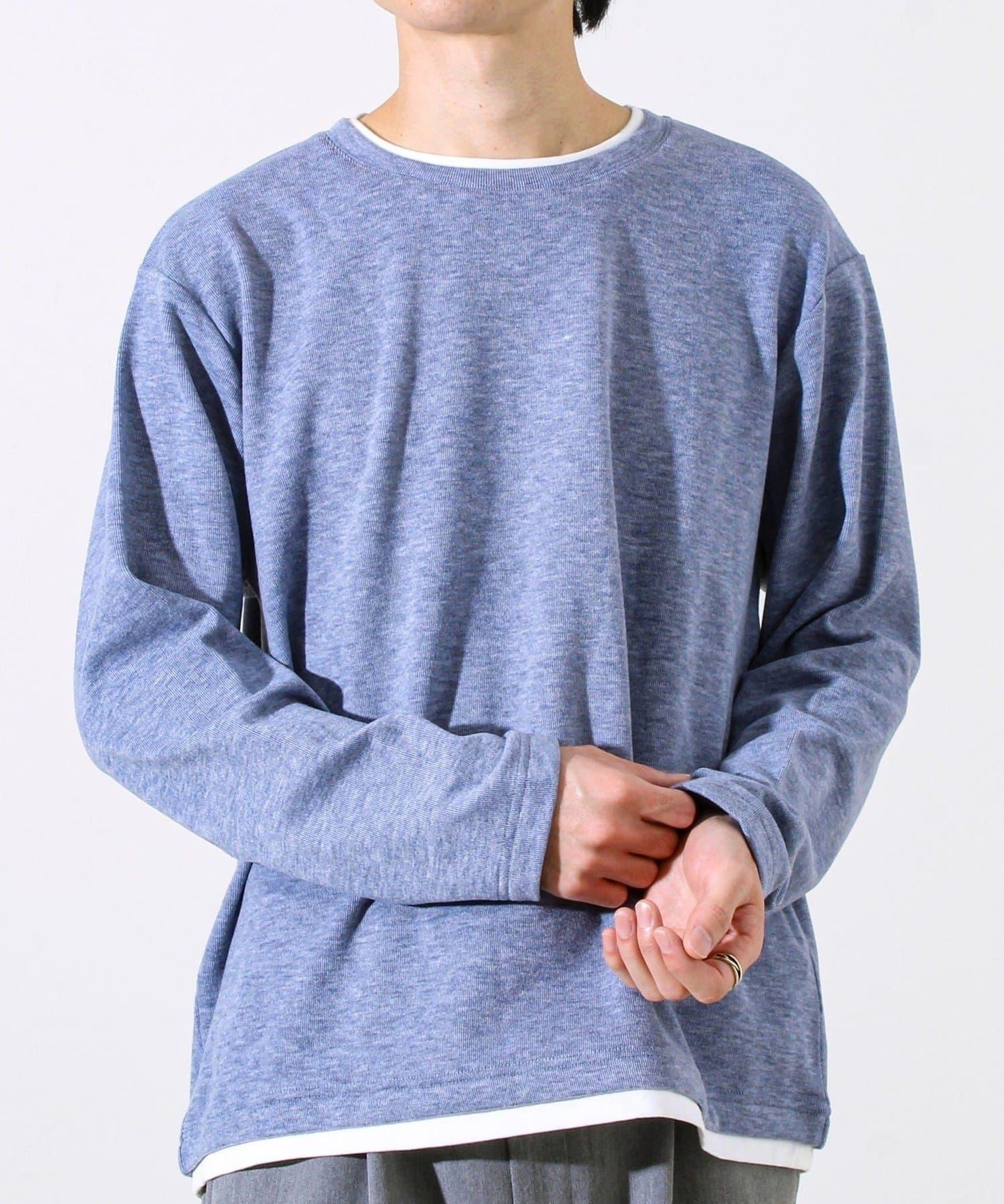 【彈力面料】拉絨假兩件套頭衫