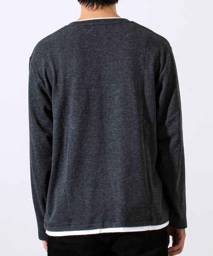 【彈力面料】拉絨假兩件套頭衫