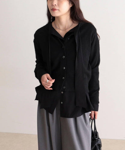 蝴蝶結領褶皺襯衫