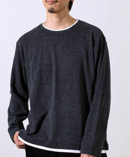 【彈力面料】拉絨假兩件套頭衫