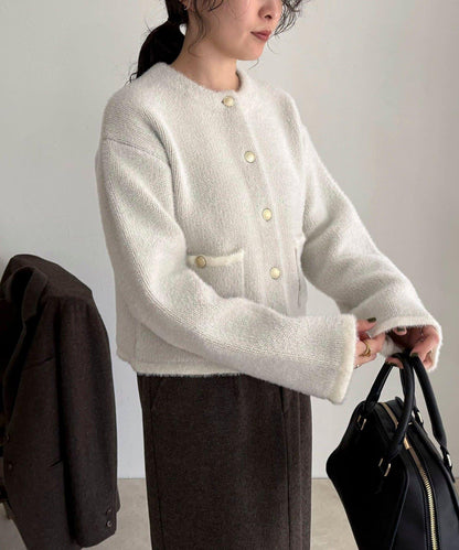 長毛內裡拼色夾克開衫