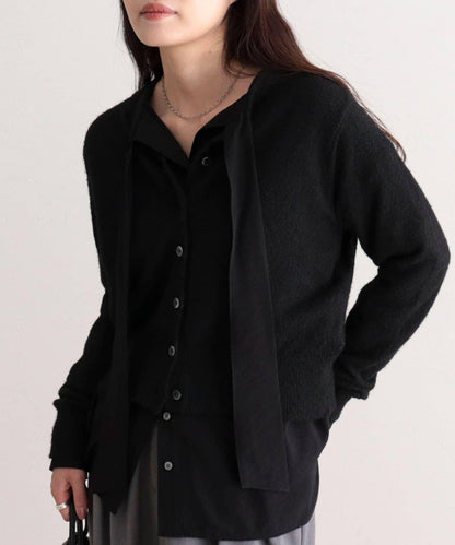 蝴蝶結領褶皺襯衫