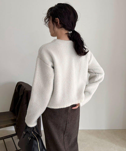 長毛內裡拼色夾克開衫